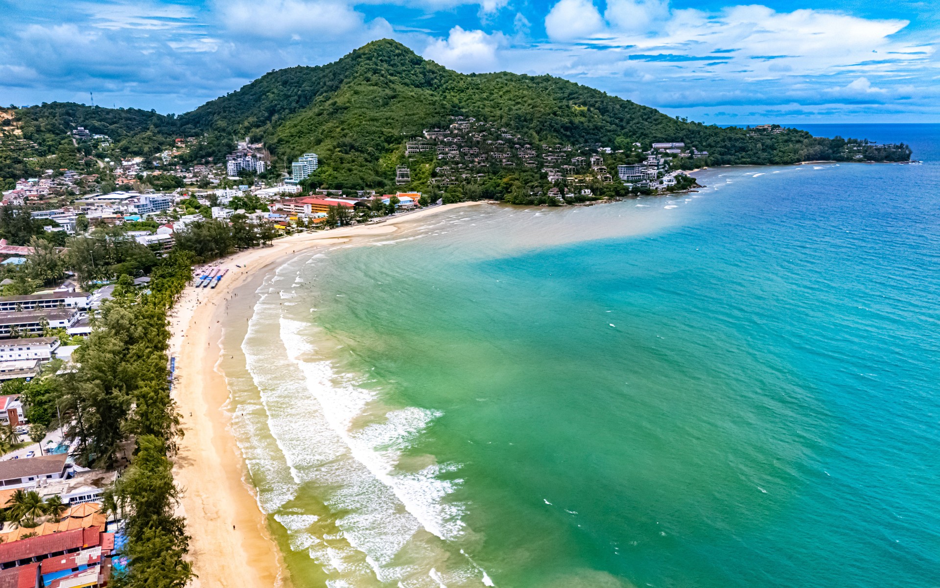 Aerial view of Kamala Beach on Phuket Island, Thailand